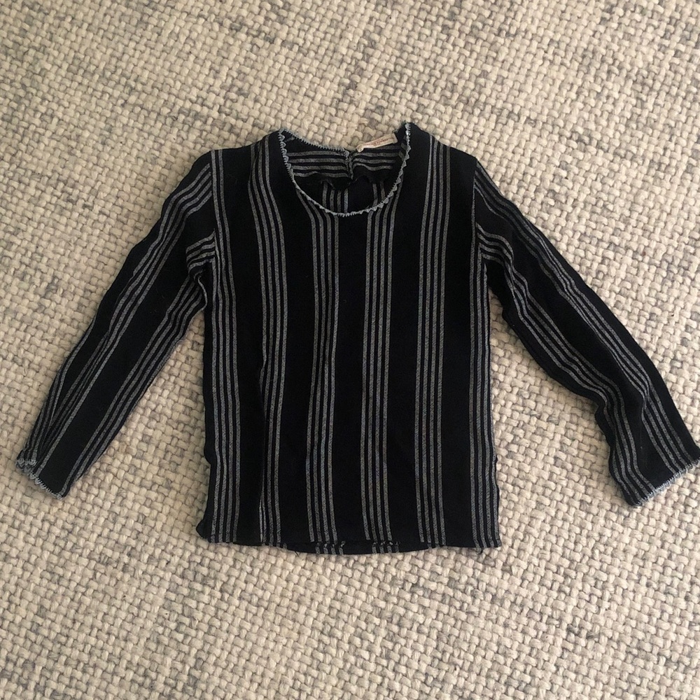 Black Long Sleeve Top with Gray Stripes